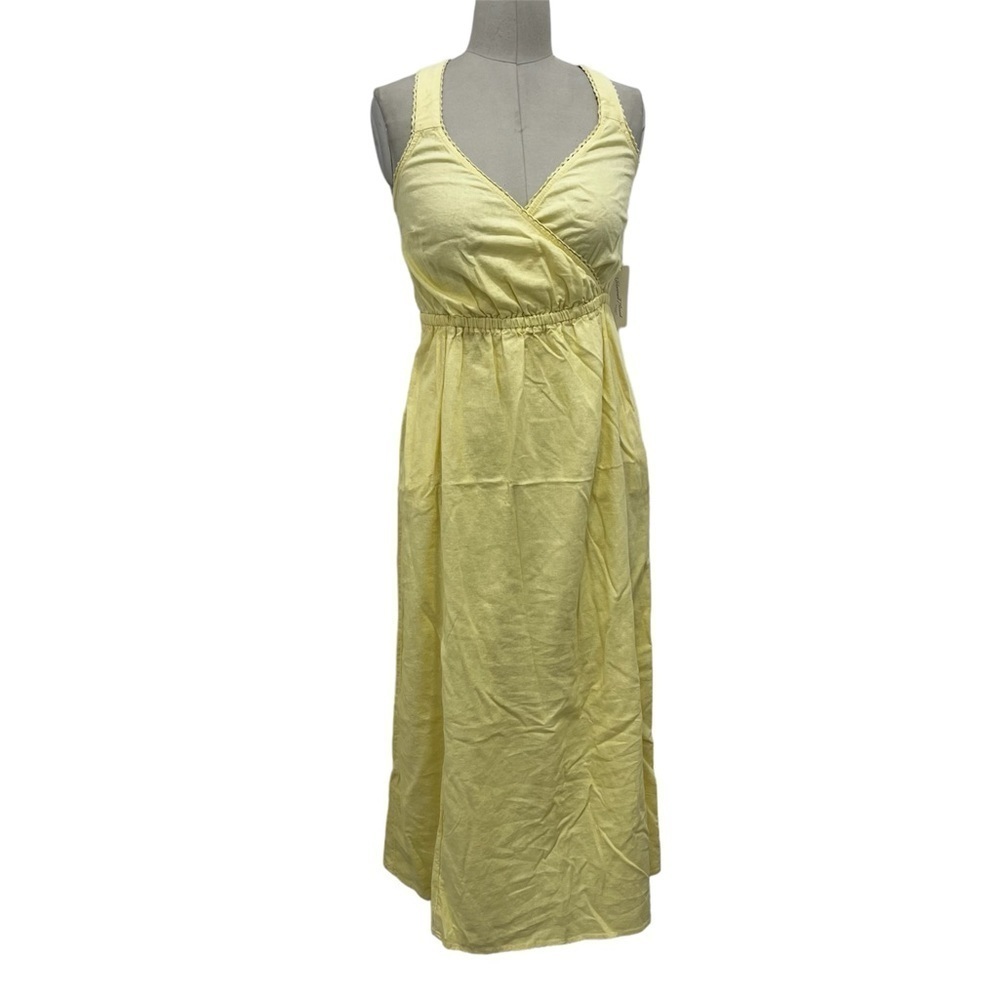 Women’s Cross Front Linen Maxi Straps Dress Universal Thread Yellow Size XS